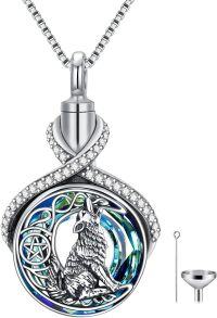 wholesale TOUPOP Wolf Urn Necklace Sterling Silver Crystal Urn Necklace For Ashes Cremation Jewelry For Ashes Memory Jewelry For Women Men -undefined