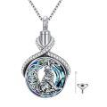 TOUPOP Sterling Silver Crystal Wolf Urn Necklace For Ashes Cremation Memory Jewelry-0-0