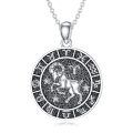 wholesale 925 Sterling Silver Aries Zodiac Sign Necklace with Cubic Zirconias and Black Enamel for Women Girls Astrology Gift 48cm Chain Length-0-0