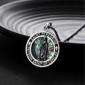 wholesale 925 Sterling Silver Saint Peregrine Pendant with Abalone Shell Inlay and Cross Design - Religious  for Men & Women-0-3