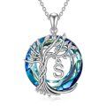 wholesale 925 Sterling Silver Blue Crystal Tree of Life Initial Necklace Family Letter Pendant Birthday Mother s Day Gifts for Her-0-132