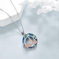 wholesale 925 Sterling Silver Blue Crystal Mother & Child Pendant with Pink Roses - Perfect Gift for Mom-0-3