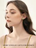 wholesale 925 Sterling Silver Green Heart-Shaped Enamel Sport Stud Earrings - Tennis Gift for Women-0-4