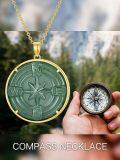 wholesale 14K Gold Plated 925 Sterling Silver Jade Compass Necklace for Women - Hypoallergenic Lucky Jewelry Gift-0-2