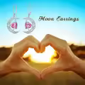 TOUPOP Sterling Silver Pink Tourmaline Celtic Moon Drop Dangle Earrings-0-3
