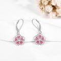 wholesale 925 Sterling Silver Pink Enamel Cherry Blossom Heart Drop Earrings 4cm Long-0-2