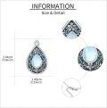 wholesale 925 Sterling Silver Teardrop Moonstone Pendant Necklace with Abalone Shell Inlay and Flower Design for Women's Fine Jewelry-0-4