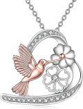 wholesale TOUPOP Sterling Silver Hummingbird Necklace Gifts For Women Hummingbird Pendant With Flowers Bird Necklace Animal Jewelry Gifts -0-0