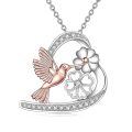 TOUPOP Sterling Silver Necklace with Stones Hummingbird Pendant Flower Bird Animal Jewelry Gifts for Women-0-0