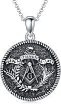 wholesale 925 Sterling Silver Masonic Compass & G Pendant Necklace for Men-0-0