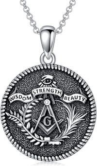 wholesale 925 Sterling Silver Masonic Compass & G Pendant Necklace for Men-Masonic