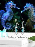 wholesale 925 Sterling Silver Seahorse Opal Drop Earrings - Beach  for Women-0-5