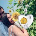 wholesale 925 Sterling Silver Sunflower & Smiling Face Heart Locket Necklace for Women Girls Gifts-0-2