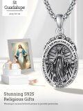 wholesale 925 Sterling Silver Virgin Mary Medal Necklace with 6 mm Box Chain - Religious Prayer  for Women and Men-0-5