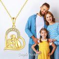 TOUPOP 14K Gold & Stone Mom Necklace, Heart Family Jewelry Gift for Women-0-1
