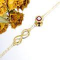wholesale 14K Gold Red Garnet Infinity Symbol Pendant Chain Necklace 23cm Length-0-2