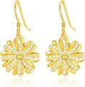 wholesale Gold 925 Sterling Silver Daisy Drop Earrings with Cubic Zirconia Accents and Flower Hooks-0-0