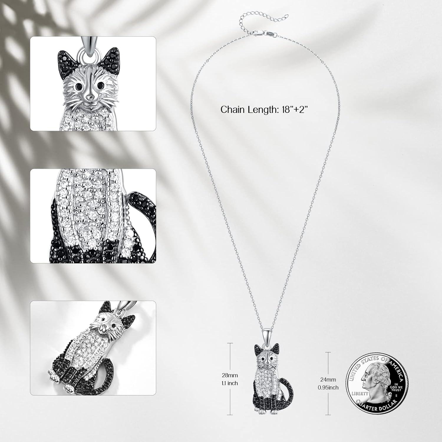 Sterling Silver Cat Pendant Necklace for Women-0-2