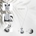 wholesale 925 Sterling Silver Black and White Crystal Cat Pendant Necklace for Women-0-1