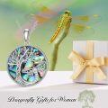 wholesale Sterling Silver Crystal Abalone Shell Animal Pendant Tree of Life Necklace-0-19
