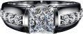 wholesale 925 Sterling Silver Moissanite Men's Wedding Ring with 1 ct D Color VVS1 Clarity Princess Cut Diamond Side Stones-0-1