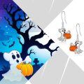 wholesale 925 Sterling Silver Halloween Ghost with Pumpkin Drop Earrings for Women Girls-0-3