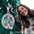 wholesale 925 Sterling Silver Greek Athena Warrior Abalone Shell Oval Pendant Necklace-0-5
