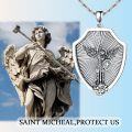 wholesale 925 Sterling Silver Saint Michael Shield Cross Sword Religious Medal Pendant Necklace  s for Men Women Boys Girls-0-5