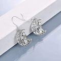 wholesale 925 Sterling Silver Howling Wolf Moon Drop Earrings for Women Girls  4cm Long-0-3