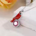 wholesale Sterling Silver & Cubic Zirconia Cardinal Birthstone Necklace - 25mm Memorial Gift for Women, 18+2 Chain, Hypoallergenic Angel Symbo-0-1