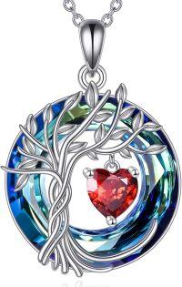 wholesale Sterling Silver Crystal Tree of Life Pendant Necklace for Women-01-Jan-Garnet