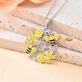wholesale 925 Sterling Silver Bee & Flower Honeycomb Pendant Necklaces - Cute s for Women-0-3