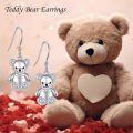 wholesale 925 Sterling Silver Teddy Bear Dangle Earrings with Cubic Zirconia Accents-0-3
