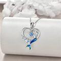 wholesale 925 Sterling Silver Heart-Shaped Mermaid and Starfish Pendant Necklaces for Women-0-2