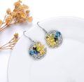 wholesale 925 Sterling Silver Round Sun & Stars Drop Dangle Earrings with Blue Topaz Gemstones Gifts for Women Girls Mom-0-2