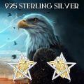 wholesale 925 Sterling Silver Eagle Head Star Stud Earrings Gothic Viking Jewelry-0-5