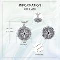 wholesale 925 Sterling Silver Compass Rose Pendant with Funnel and Cleaning Brush - Memorial Keepsake Jewelry for Ashes Cremation-0-4