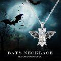 wholesale Sterling Silver Crystal Bat Pendant Necklace Gothic Animal Jewelry Gift for Women-0-11