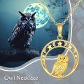 wholesale 14K Gold Owl Heart Crystal Pendant Necklace for Women - 16 Chain-0-5