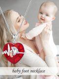 TOUPOP 925 Silver Ruby Baby Foot Necklace Valentine's Gift For Her-0-2
