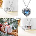 wholesale 925 Sterling Silver Blue Crystal Heart Lockets Necklaces for Women and Girls with Chain 45cm Length-0-2