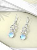 wholesale 925 Sterling Silver Platinum Plated Blue Opalite Chain Link Drop Earrings-0-2