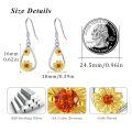 wholesale 925 Sterling Silver Flower Dangle Earrings Wholesale With Amber Gemstones-0-3