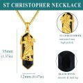 wholesale 925 Sterling Silver Gold Plated Saint Christopher Black Onyx Pendant Necklace-0-5