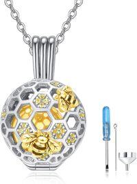 wholesale 925 Sterling Silver Honeycomb Bee Urn Pendant Keepsake Memorial Jewelry for Ashes w/Filler Kit-Bee
