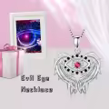 TOUPOP Sterling Silver Red Ruby Angel Wings Protection Pendant Necklace-0-4