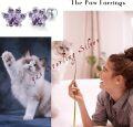 wholesale 925 Sterling Silver Zirconia Paw Print Stud Earrings Hypoallergenic Gift for Women-0-4