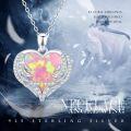 wholesale 925 Sterling Silver Pink Opal Heart with Wings Pendant Necklaces - Dainty s for Her-0-1