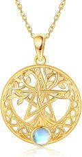 wholesale 14K Gold Moonstone Tree of Life Pendant Necklace for Women - Family Wisdom s-0-0