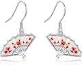 wholesale 925 Sterling Silver Fan-Shaped Floral Drop Earrings-0-0